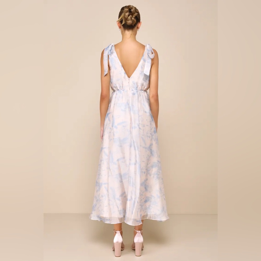 Lulu's NWT Breathtaking Charm Blush and Blue Floral Tie-Strap Maxi Dress - Picture 3 of 4
